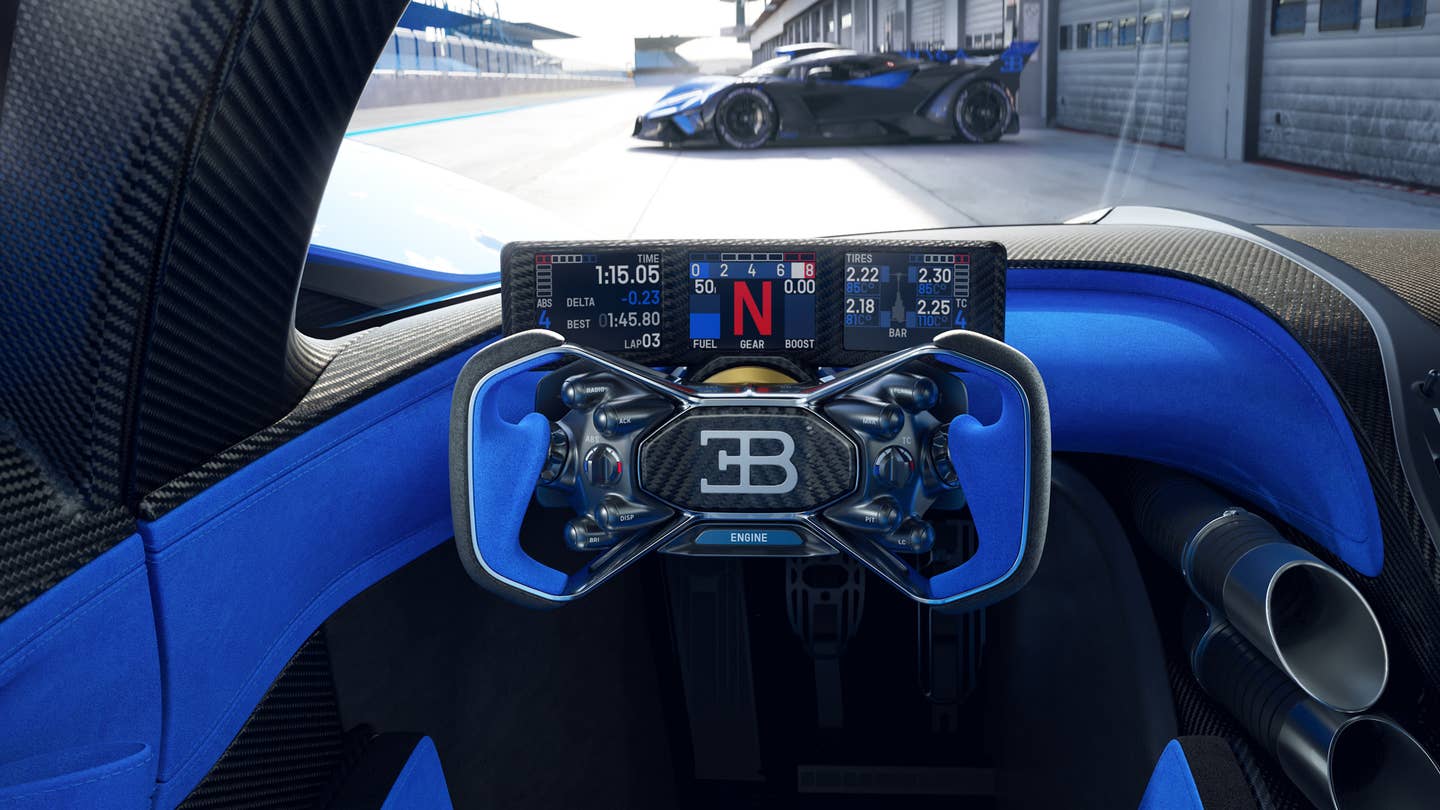 The Bugatti Bolide’s Interior Is a Track Day Paradise Draped in Blue