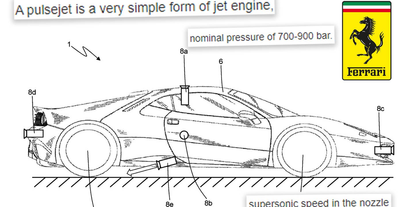 Ferrari Files Patent for Gas Thruster, Pulse Jet Handling System for Supercars