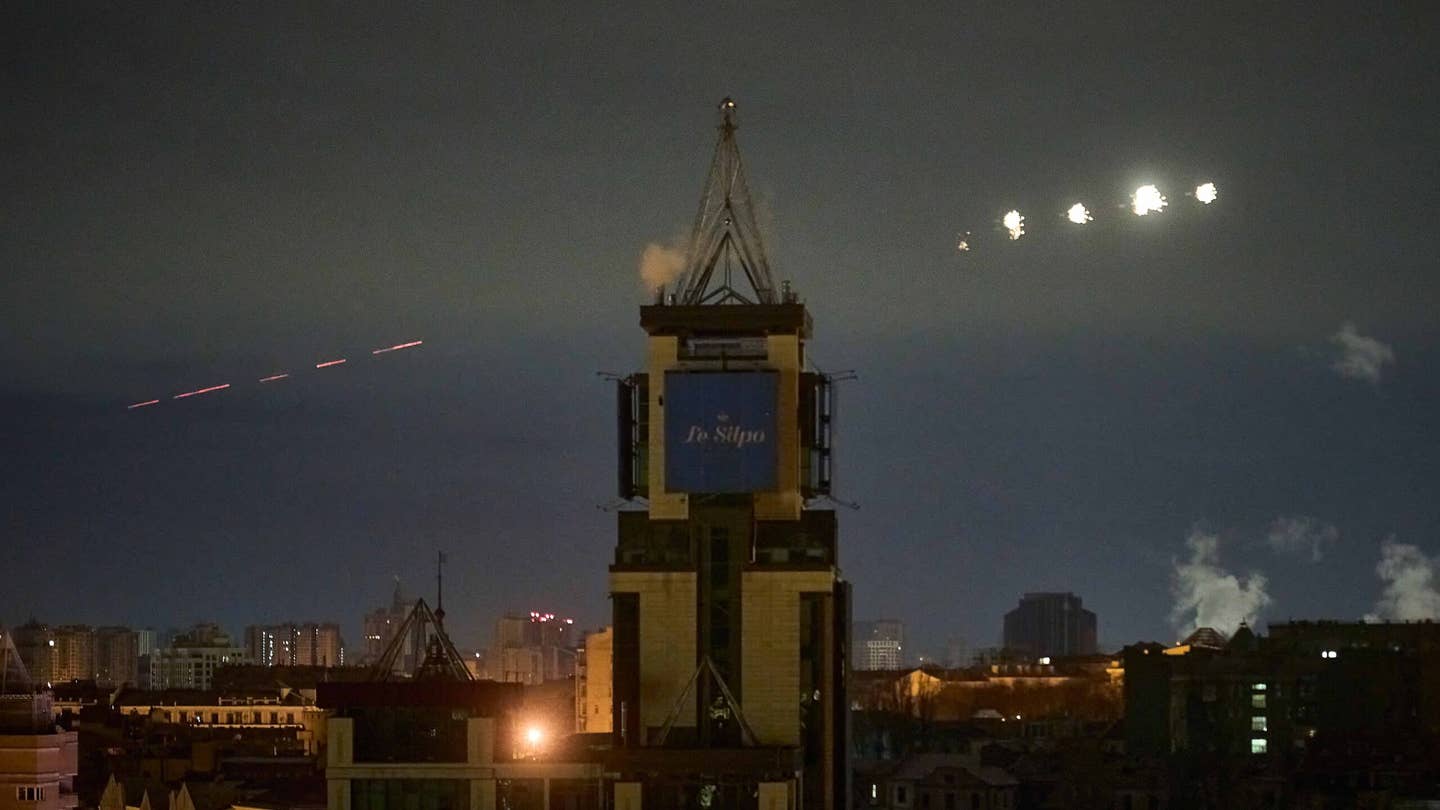Air defense work outside the city on November 25, 2023 in Kyiv, Ukraine. According to the country's air force, more than 70 Iranian-made Shahed drones targeted the Kyiv area overnight, although most all were intercepted by air defenses.